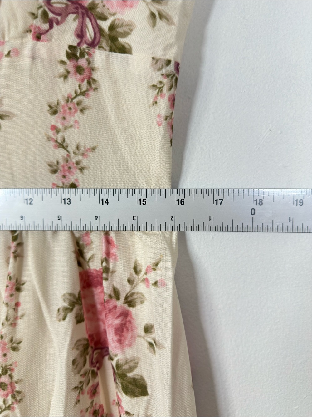 CIDER Floral Lace Trim Tiered Maxi Dress Cream Pink Rose Cottagecore Size L - Picture 9 of 11